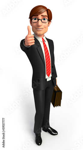 Illustration: Young Boss with thumb up Young Boss with thumb up