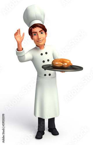 Photo: Chef with chicken dishes Chef with chicken dishes