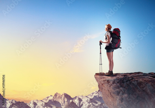 Photo: Young woman mountaineer Young woman mountaineer
