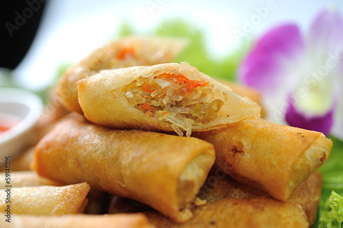 Photo: Fried Chinese Traditional Spring rolls food Fried Chinese Traditional Spring rolls food