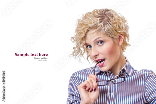 Photo: Attractive businesswoman isolated on white Attractive businesswoman isolated on white