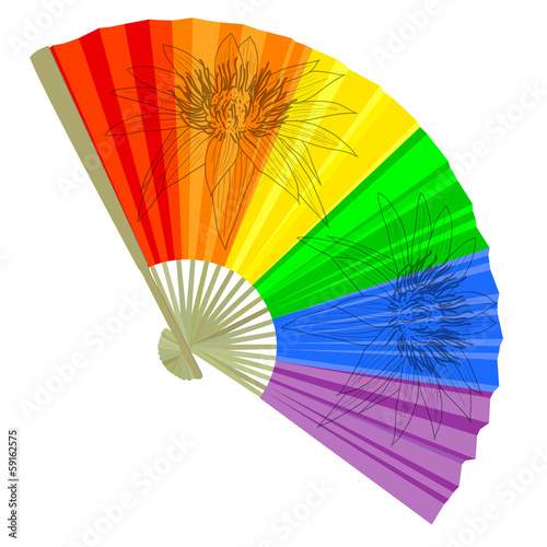 Vector: traditional, a rainbow Folding Fans. Vector illustration. traditional, a rainbow Folding Fans. Vector illustration.