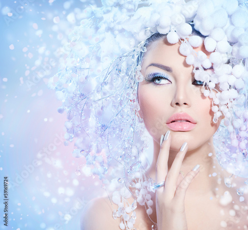 Photo: Winter Beauty Woman. Christmas Girl Makeup Winter Beauty Woman. Christmas Girl Makeup