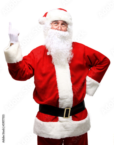 Photo: happy Santa Claus have an idea. Idea gesture happy Santa Claus have an idea. Idea gesture