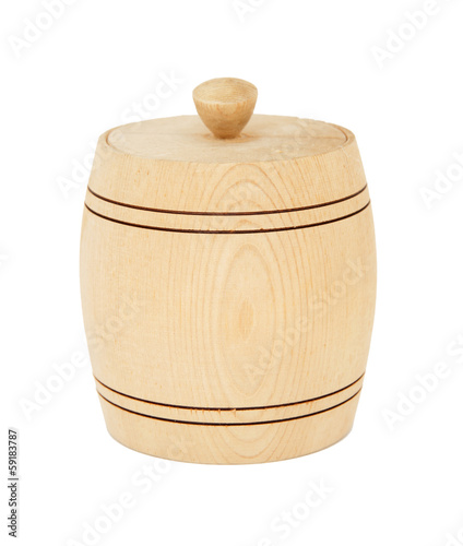 Photo: Saltshaker keg of wood isolated on white background. Saltshaker keg of wood isolated on white background.