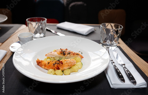 Photo: Chicken breast with potatoes on plate Chicken breast with potatoes on plate