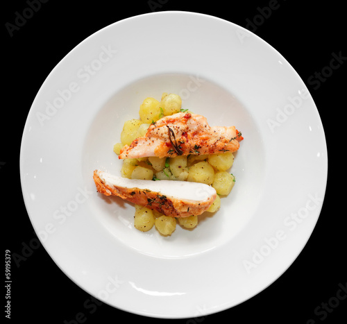 Photo: Chicken breast with potatoes on plate Chicken breast with potatoes on plate
