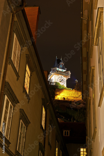 Photo: Clock Tower (Uhrturm) in Schlossberg, Graz, Austria Clock Tower (Uhrturm) in Schlossberg, Graz, Austria
