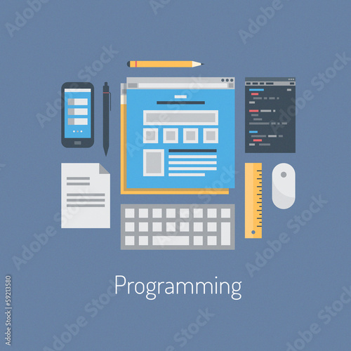 Vector: Web and HTML programming flat illustration Web and HTML programming flat illustration