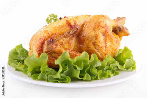 Photo: roasted chicken isolated roasted chicken isolated