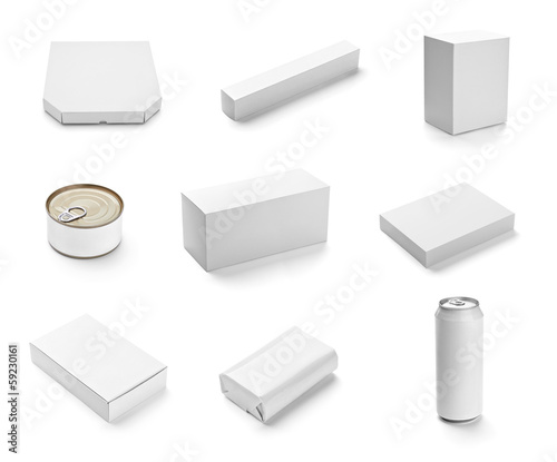 Photo: white box container template blank package white box container template blank package