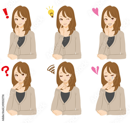 Vector: 女性 表情 女性 表情