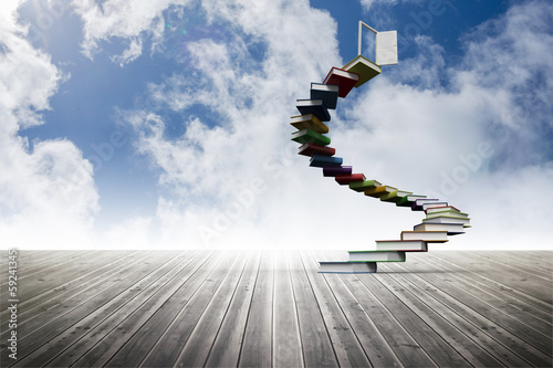 Photo: Book steps leading to door on sky Book steps leading to door on sky