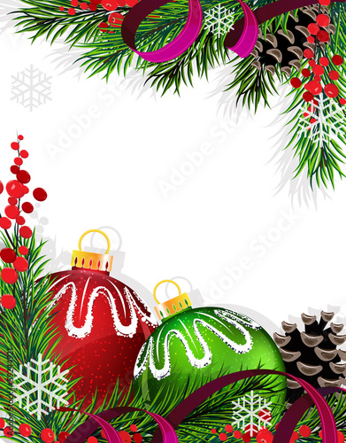 Vector: Christmas tree decorations with red ribbon Christmas tree decorations with red ribbon