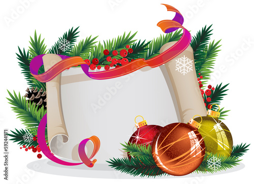 Vector: Christmas wreath with bright baubles Christmas wreath with bright baubles
