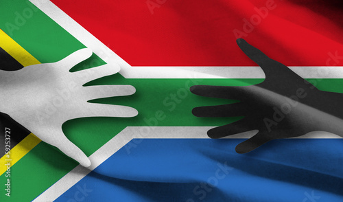 Photo: southafrica flag with hands southafrica flag with hands