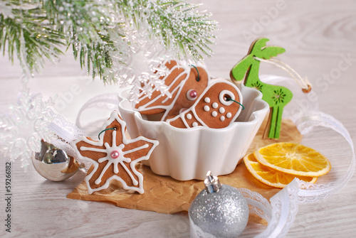 Photo: christmas gingerbread cookies in a bowl christmas gingerbread cookies in a bowl
