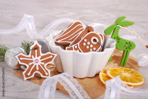 Photo: christmas gingerbread cookies in a bowl christmas gingerbread cookies in a bowl