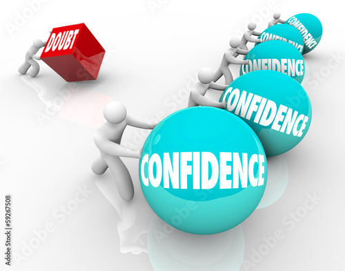 Illustration: Confidence Vs Doubt Race Competition Good Positive Attitude Wins Confidence Vs Doubt Race Competition Good Positive Attitude Wins