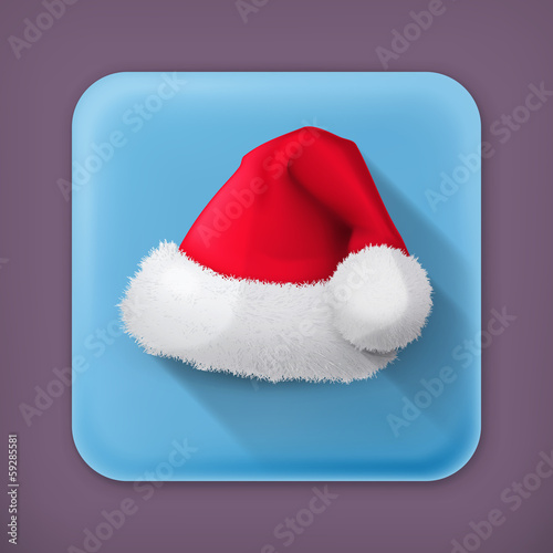 Vector: Santa Claus hat, vector flat icon Santa Claus hat, vector flat icon