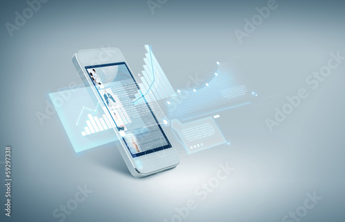 Photo: white smarthphone with charts on screen white smarthphone with charts on screen
