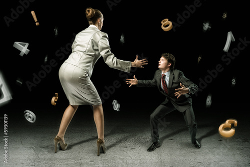 Photo: two businessmen fighting as sumoist two businessmen fighting as sumoist