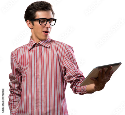 Photo: man with electronic tablet man with electronic tablet