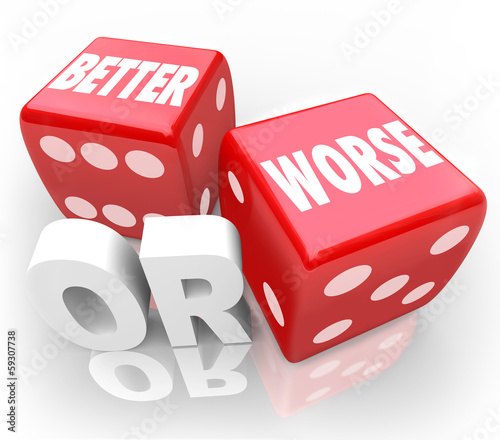 Illustration: Better Worse Two Red Dice Words Improve Chance Better Worse Two Red Dice Words Improve Chance