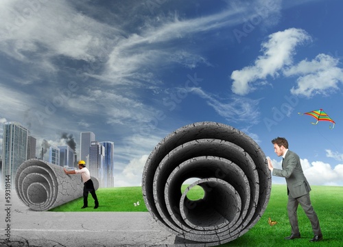 Photo: Give space to nature. Remove gray of pollution Give space to nature. Remove gray of pollution