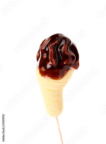 Photo: Marshmallow candie with chocolate. Marshmallow candie with chocolate.