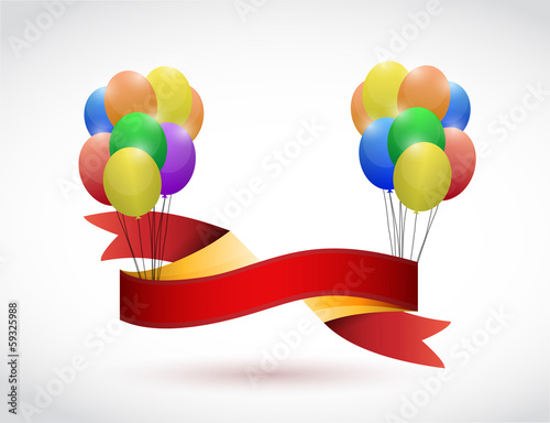Illustration: black ribbon and balloons illustration design black ribbon and balloons illustration design
