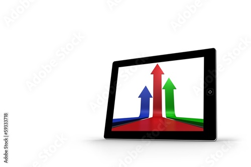 Illustration: Arrows on tablet screen Arrows on tablet screen