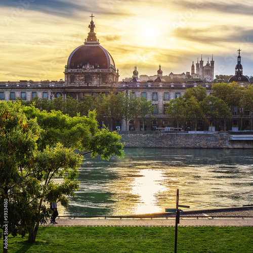 Photo: sunset with Rhone river sunset with Rhone river