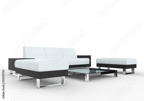 Illustration: White Modern Living Room Seating Set White Modern Living Room Seating Set