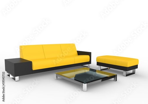 Illustration: Black And Yellow Modern Sofa And Coffee Table Black And Yellow Modern Sofa And Coffee Table