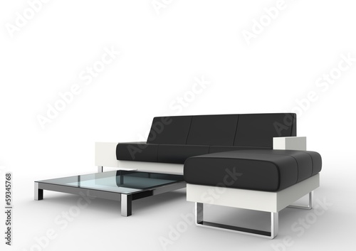 Illustration: Modern Black Sofa And Ottoman Modern Black Sofa And Ottoman