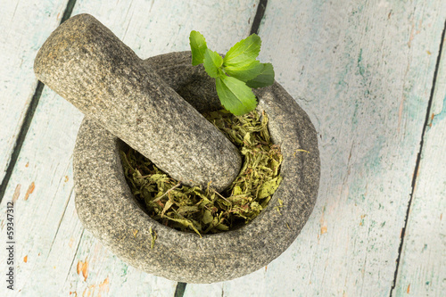 Photo: Dried stevia sugar substitute Dried stevia sugar substitute