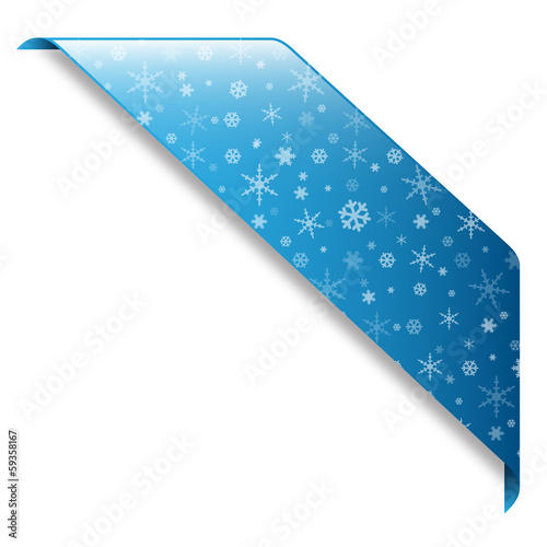 Illustration: SNOWFLAKE RIBBON (blue button icon label stamp) SNOWFLAKE RIBBON (blue button icon label stamp)