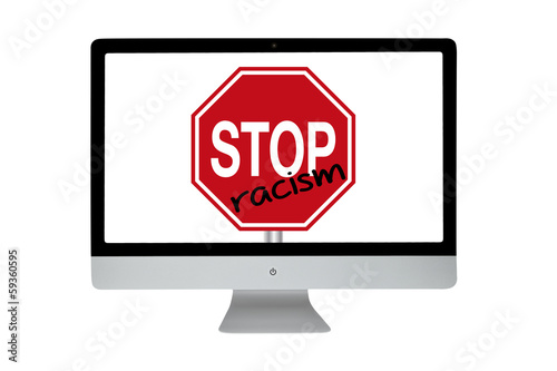 Illustration: Racism stop sign. Modern computer Racism stop sign. Modern computer