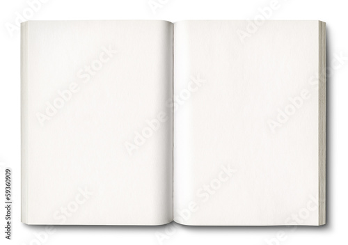 Photo: White open book isolated on white White open book isolated on white