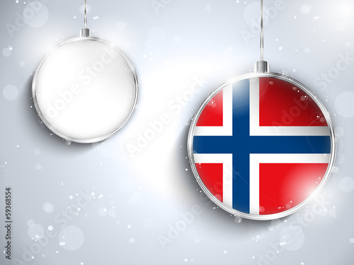 Vector: Merry Christmas Silver Ball with Flag Norway Merry Christmas Silver Ball with Flag Norway