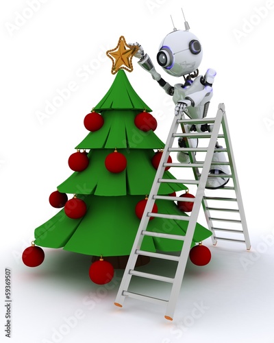 Illustration: Robot trimming the tree Robot trimming the tree