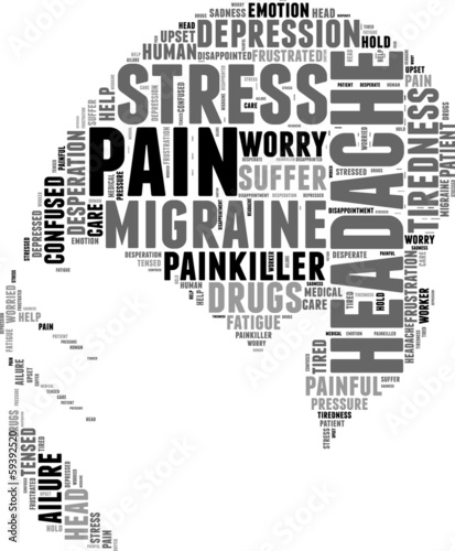 Illustration: headache symbol tag cloud illustration headache symbol tag cloud illustration