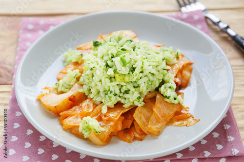 Photo: rice with greens and cabbage rice with greens and cabbage