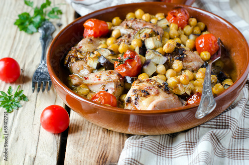 Photo: Baked chicken with chickpeas and vegetables Baked chicken with chickpeas and vegetables