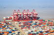 a busy shipping and port machinery background a busy shipping and port machinery background
