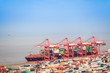 container terminal with foreign trade background container terminal with foreign trade background