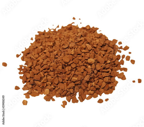 Photo: pile granulated instant coffee isolated on white background pile granulated instant coffee isolated on white background