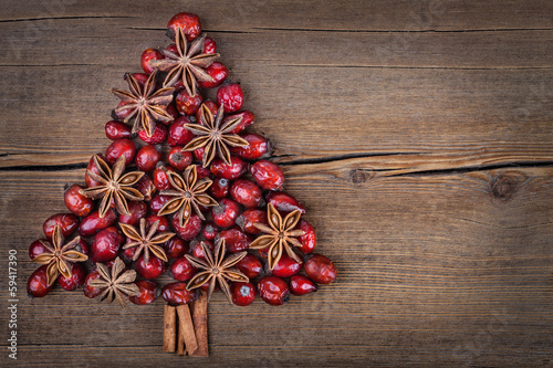 Photo: Christmas tree made of cinnamon, anise and dog-rose Christmas tree made of cinnamon, anise and dog-rose