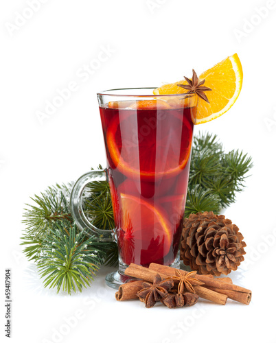 Photo: Christmas mulled wine with fir tree Christmas mulled wine with fir tree
